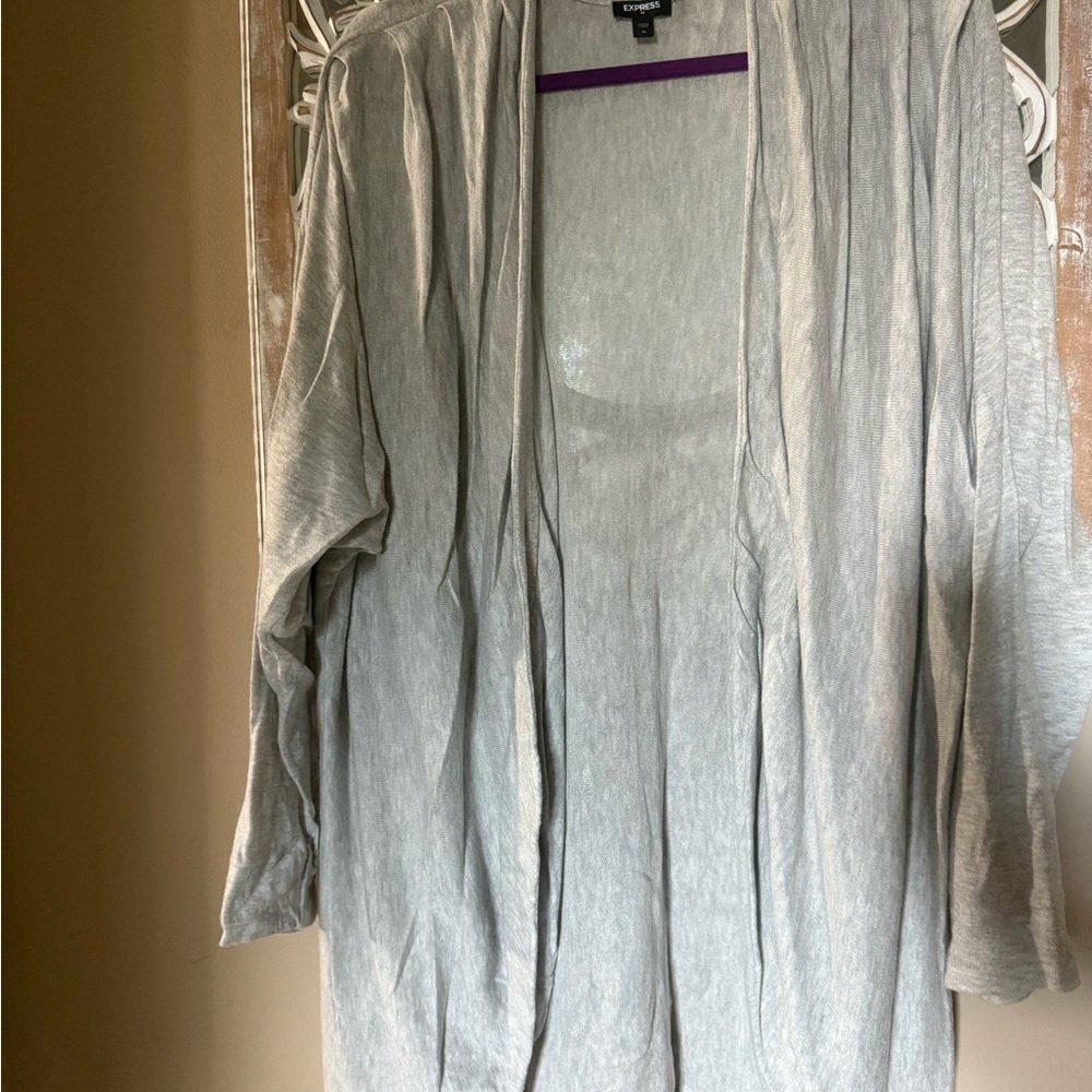 Express Women's Gray open Front Sweater